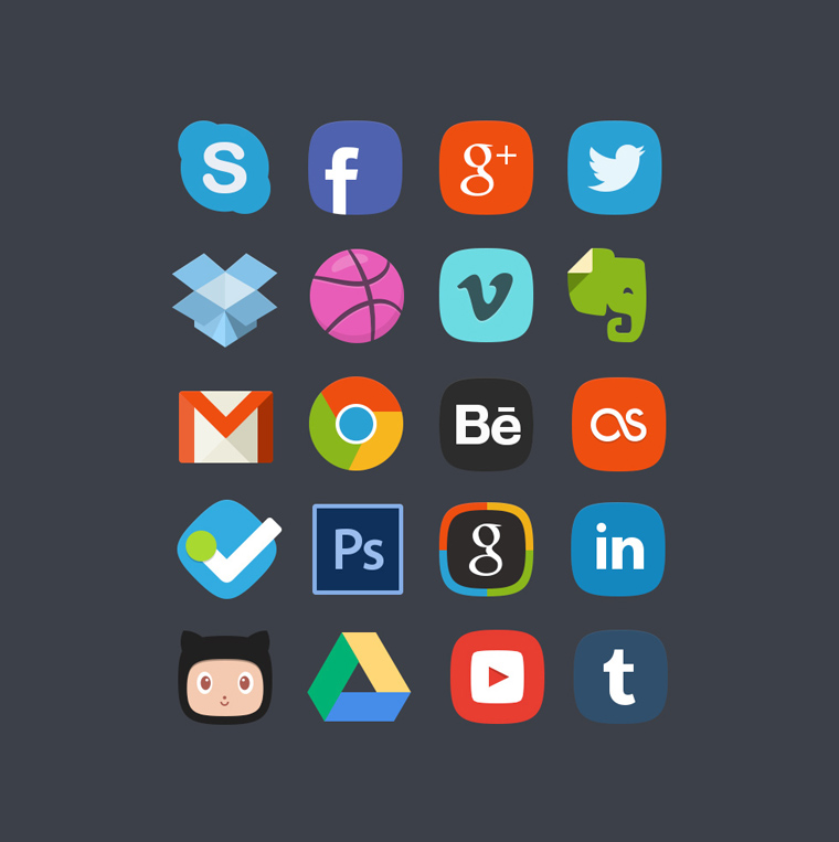 20+ Fresh New Social Media Icon Sets In 2014